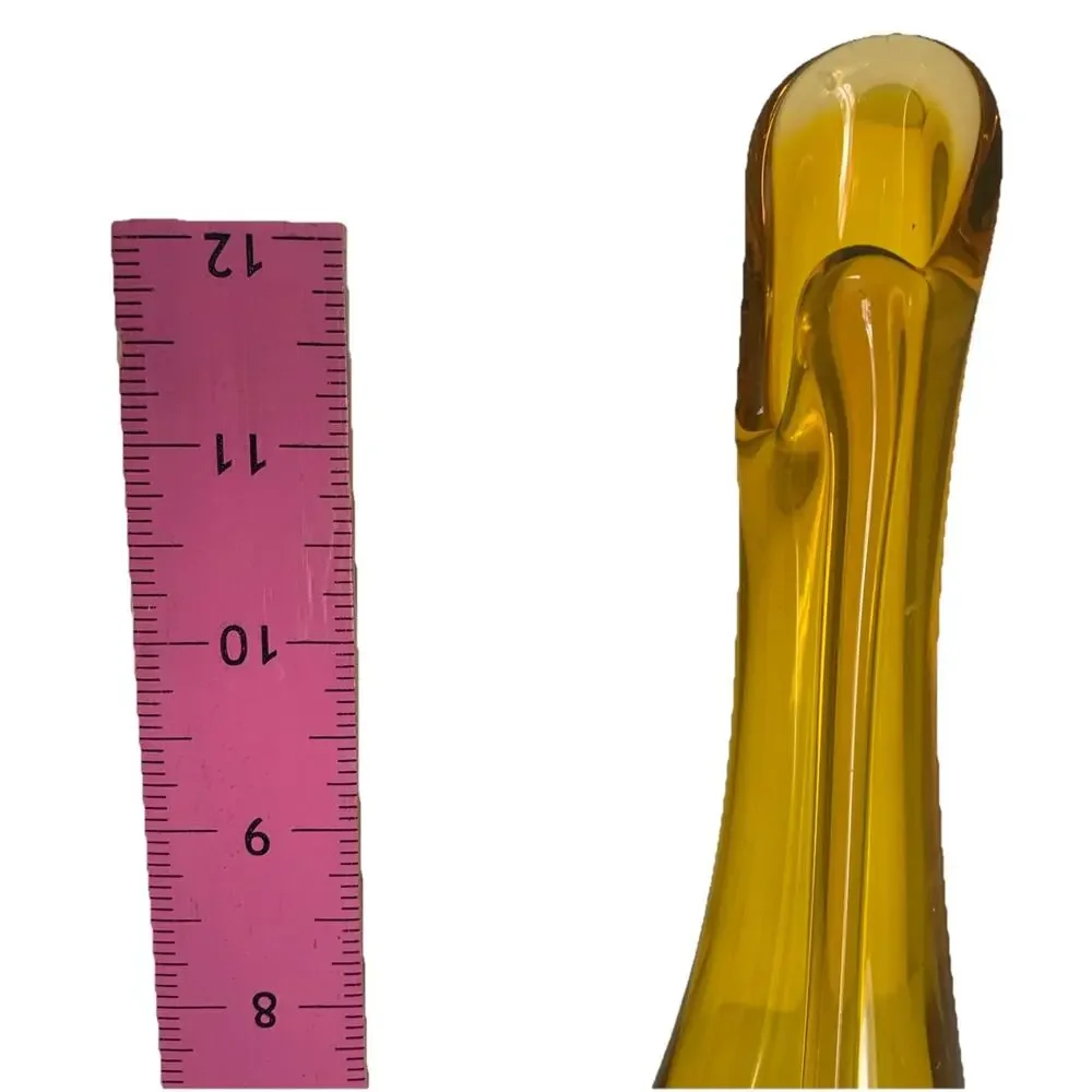MCM Gold Kanawha Swung Glass Slag Vase Amber 13” Tall
